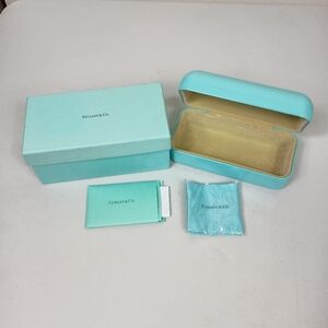 Tiffany Co Sunglasses Case Blue Hard Clamshell w/Box Vintage